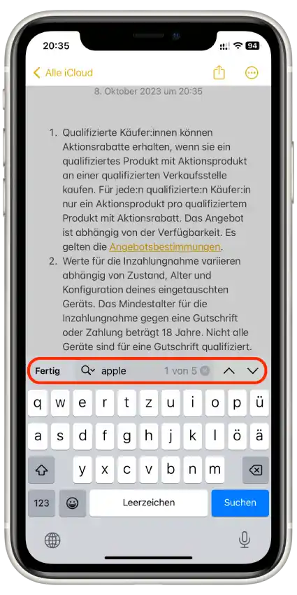 safari iphone auf seite suchen